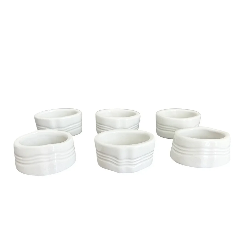 Vintage White Milk Glass Napkin Rings Set of 6 Ribbed Paneled Tableware Unmarked